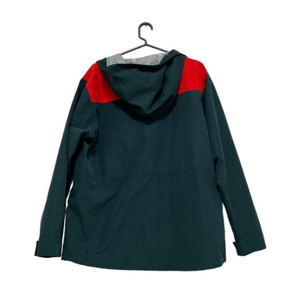 Poler Tabor Hooded Jacket Men’s Large Waterproof Outdoor Hiking Green Orange - Picture 4 of 5